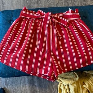 Red and White Striped Shorts